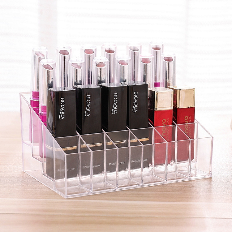 Transparent multi-grid lipstick lipstick storage box 24 grid display box Women's desktop lipstick storage box